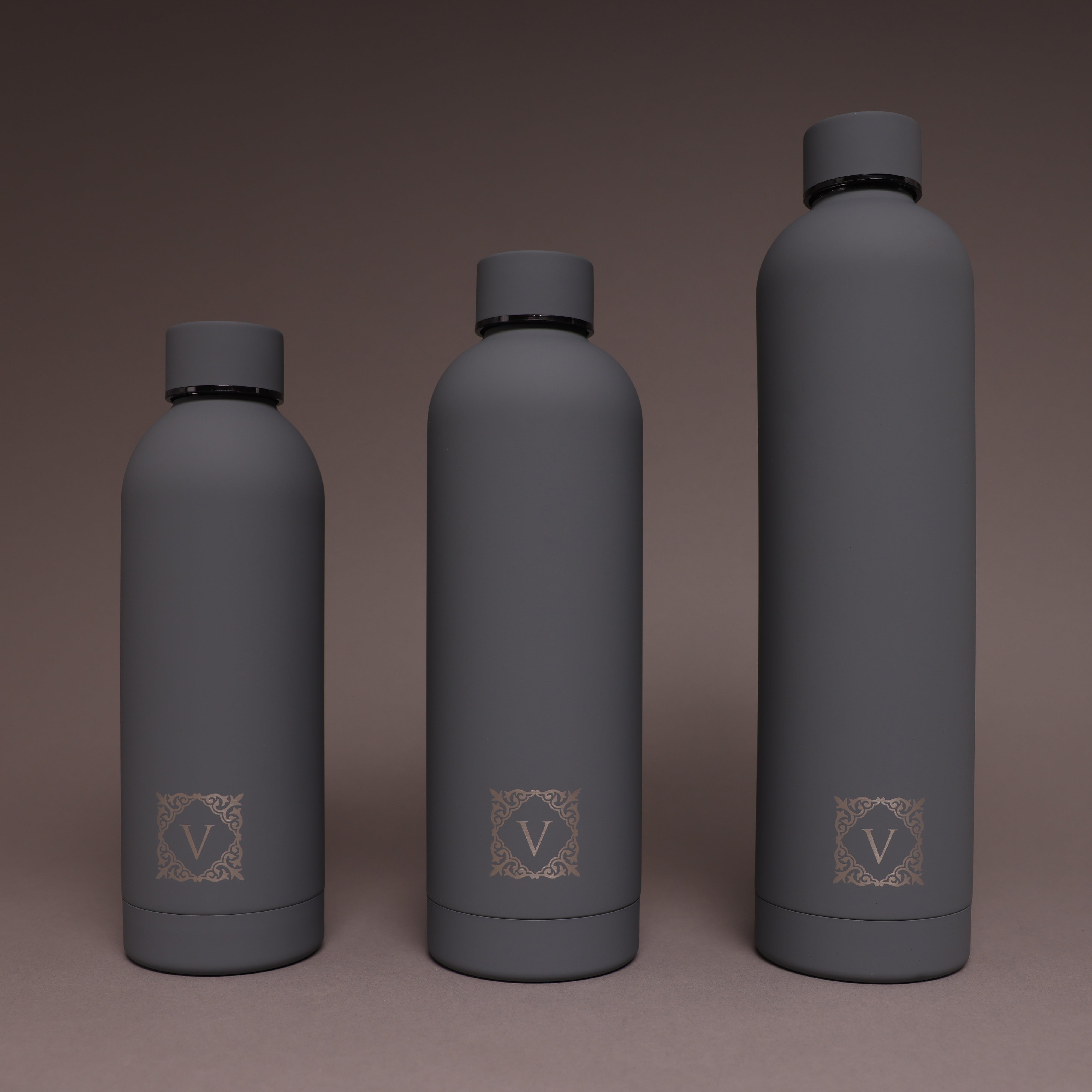 Versai Grey Stainless Steel Water Bottle 500ml - 750ml - 1L