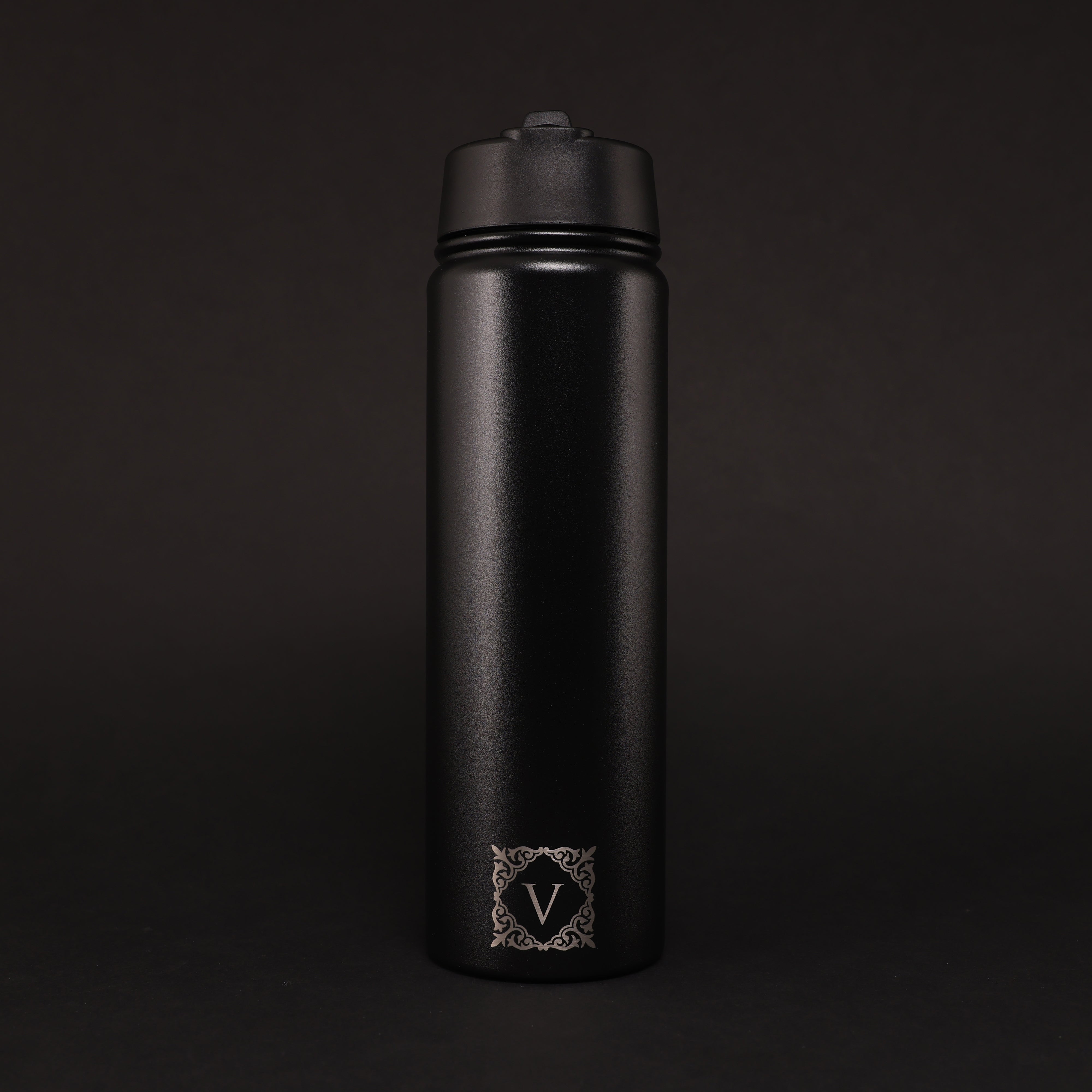 Versai Black Stainless Steel Straw Water Bottle (500ml / 650ml / 1L)