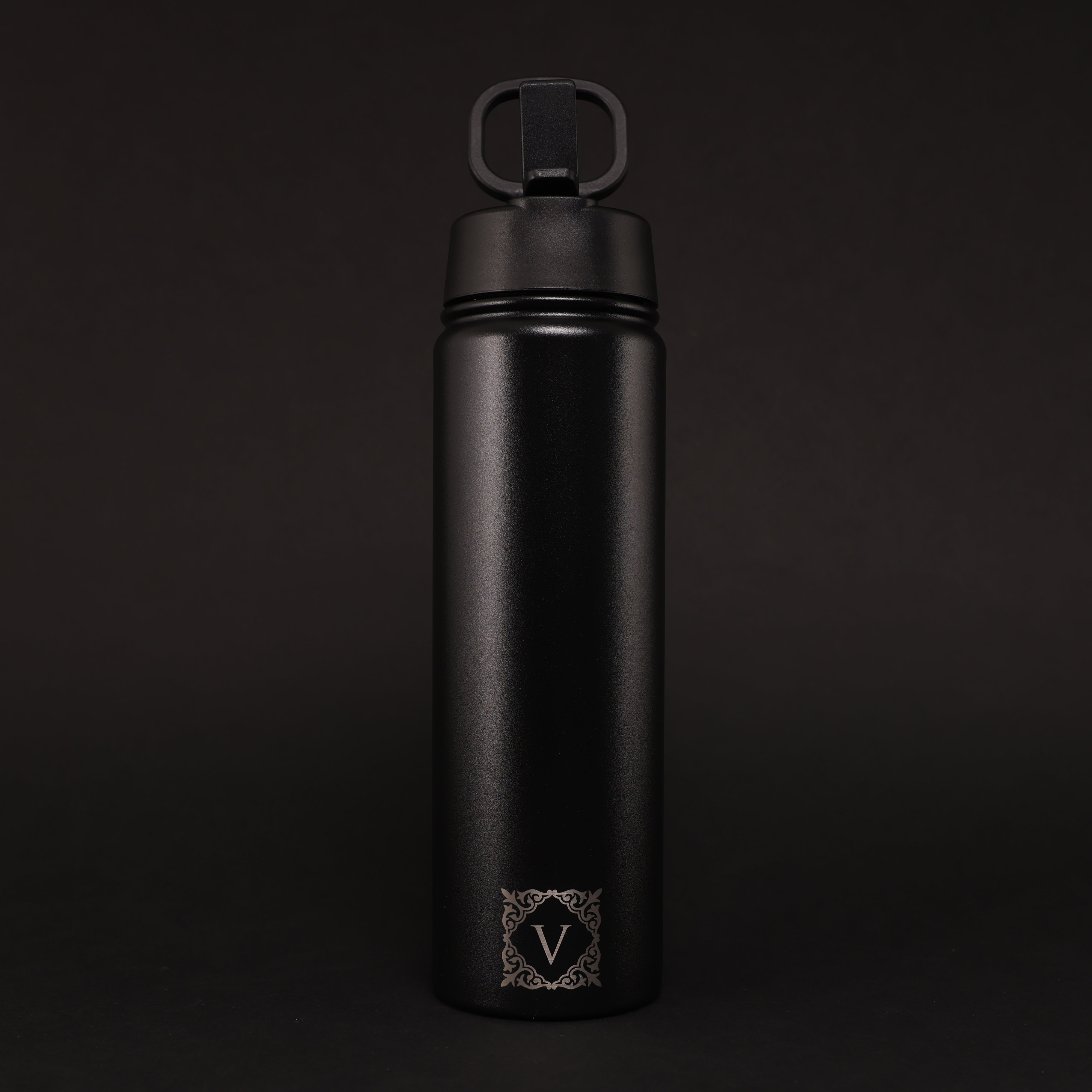 Versai Black Stainless Steel Straw Water Bottle (500ml / 650ml / 1L)