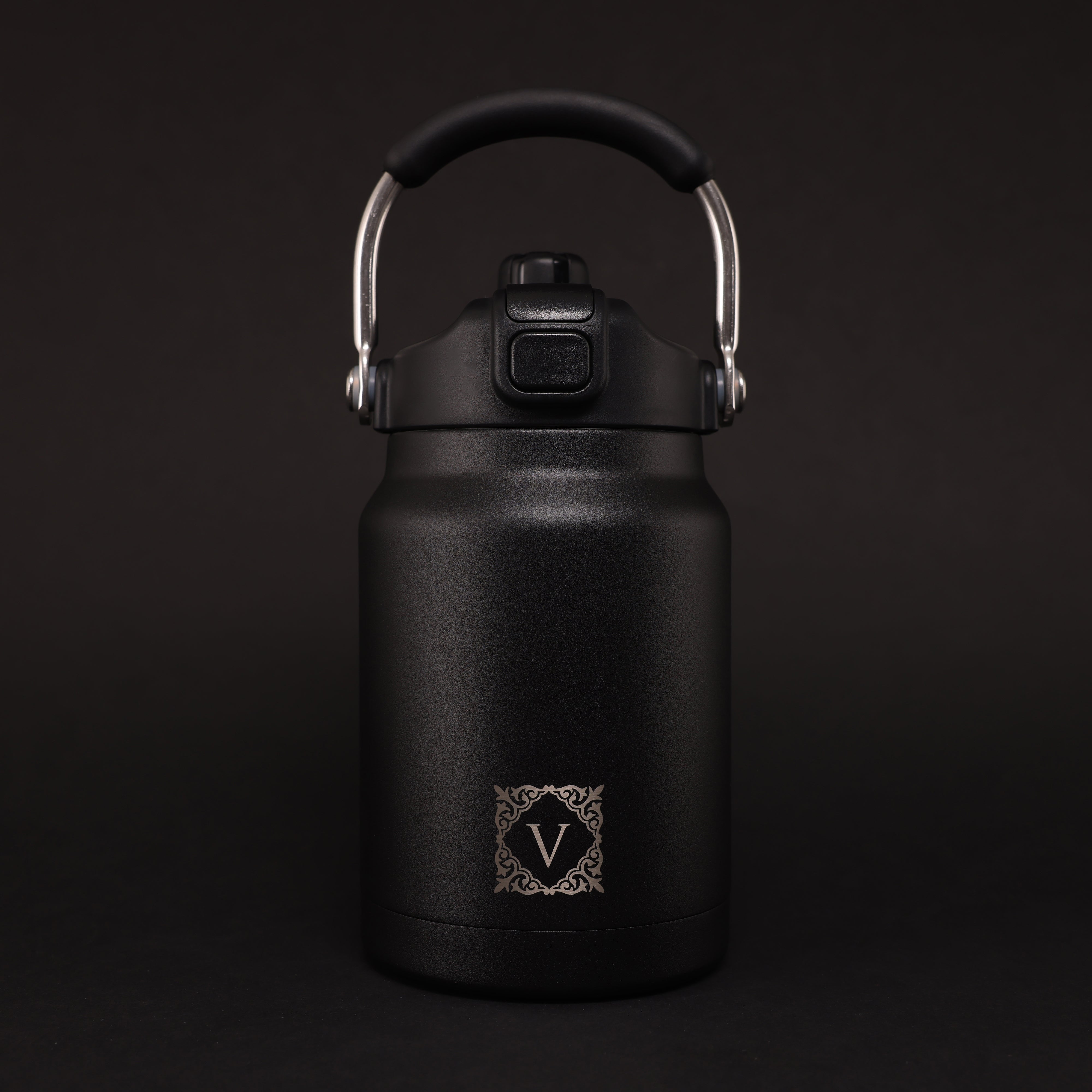 Versai 1L / 1.5L / 2.2L Black Stainless Steel Straw Spout Water Bottle