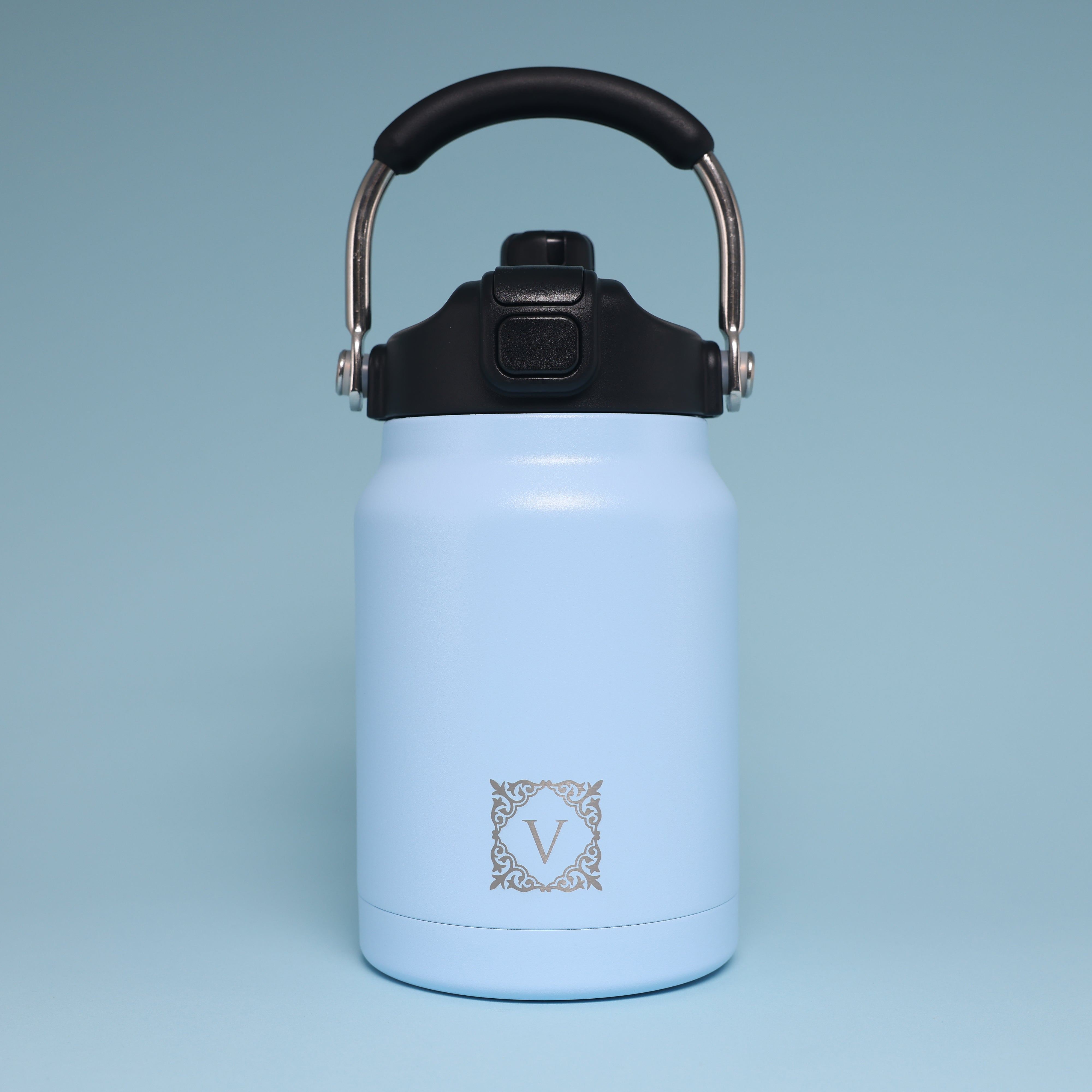 Versai 1L / 1.5L / 2.2L Sky Blue Stainless Steel Straw Spout Water Bottle