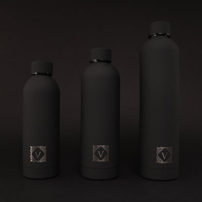 Versai Black Stainless Steel Water Bottle 500ml - 750ml - 1L