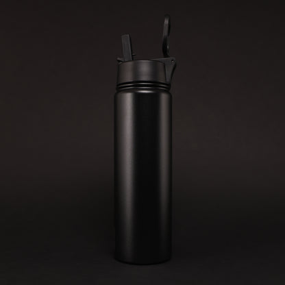 Versai Black Stainless Steel Straw Water Bottle (500ml / 650ml / 1L)