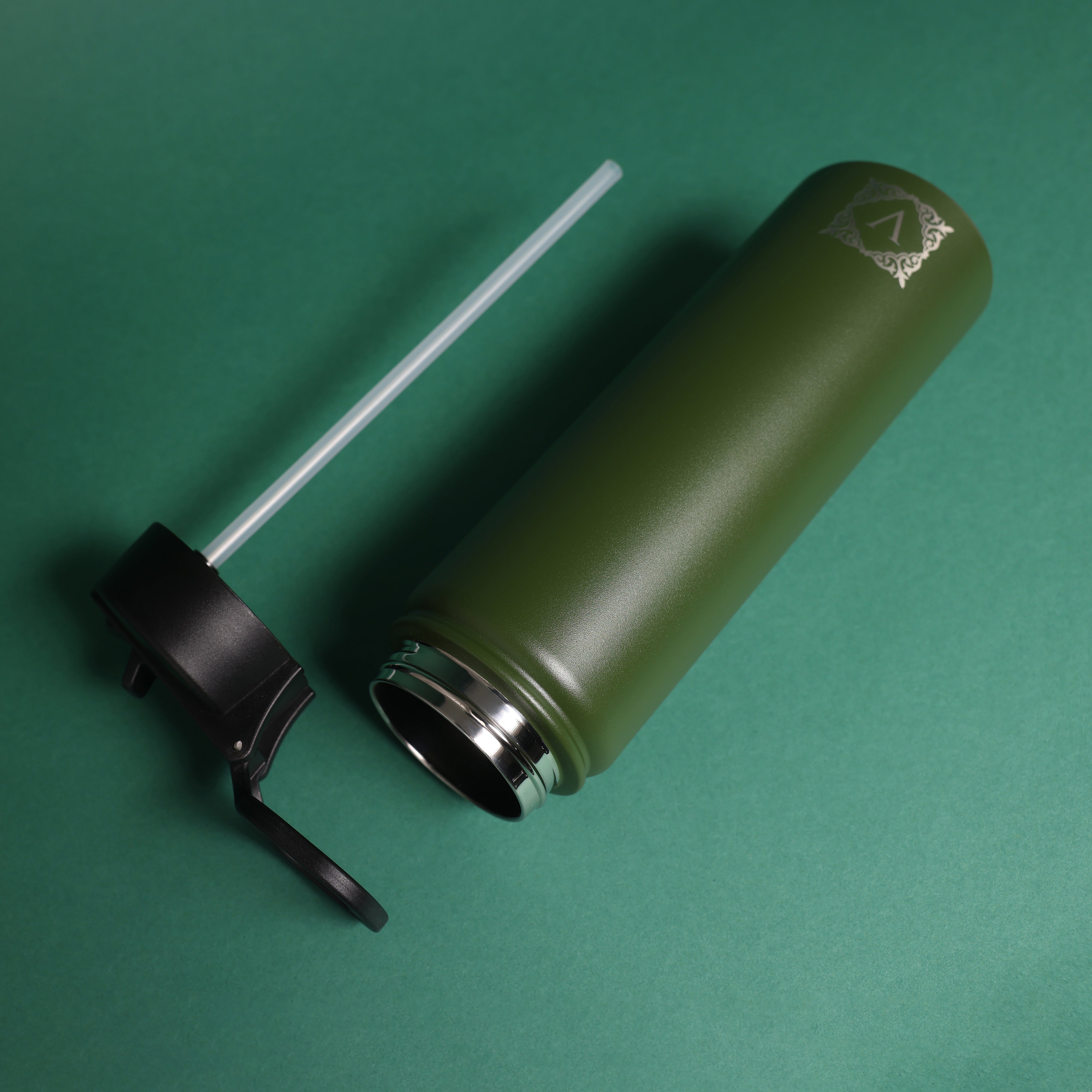 Versai Green Stainless Steel Straw Water Bottle (500ml / 650ml / 1L)