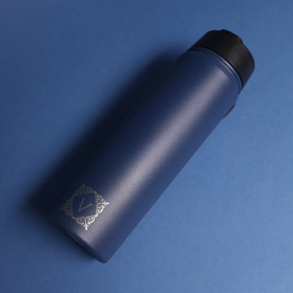 Versai Navy Blue Stainless Steel Straw Water Bottle (500ml / 650ml / 1L)