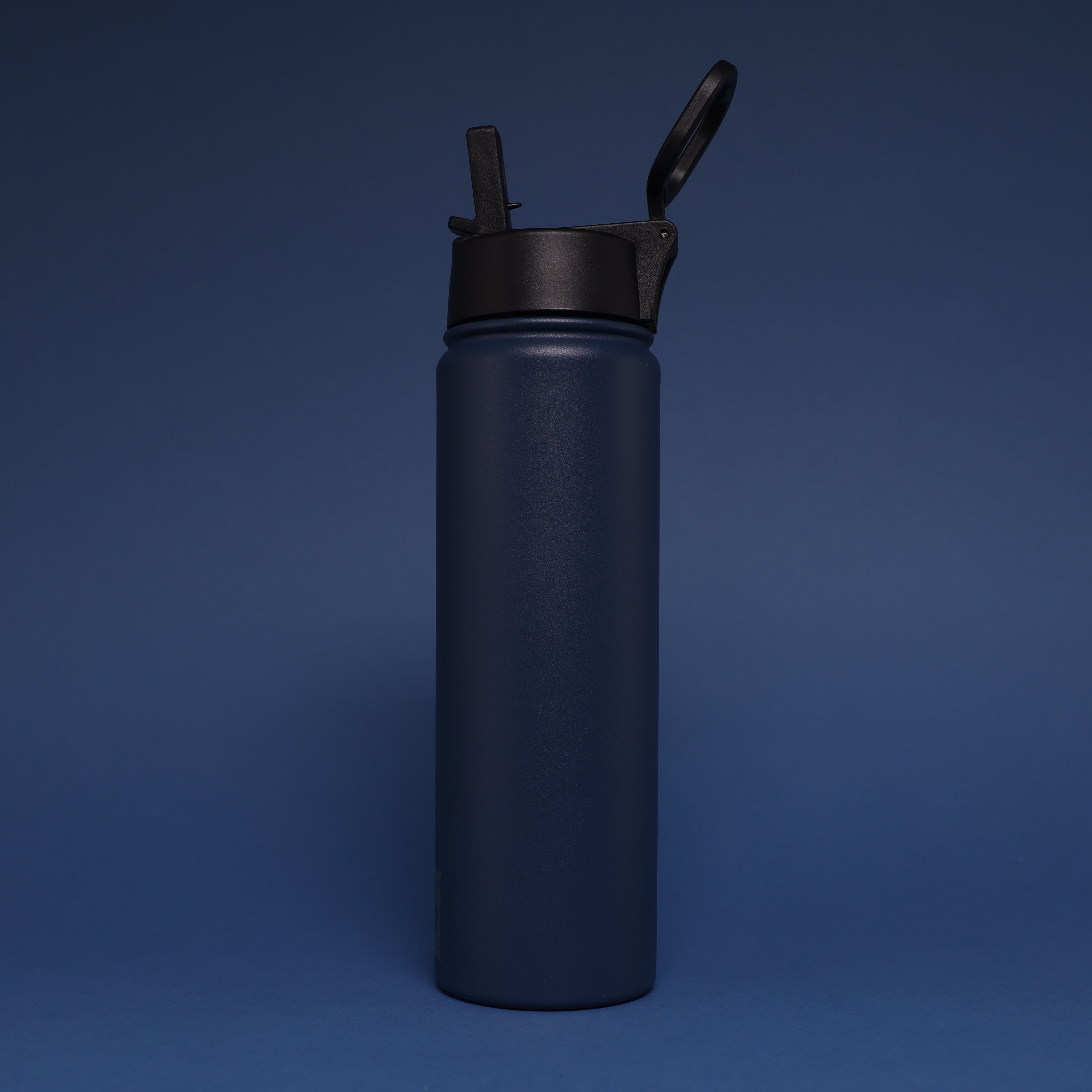 Versai Navy Blue Stainless Steel Straw Water Bottle (500ml / 650ml / 1L)