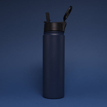 Versai Navy Blue Stainless Steel Straw Water Bottle (500ml / 650ml / 1L)