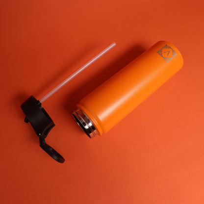 Versai Orange Stainless Steel Straw Water Bottle (500ml / 650ml / 1L)
