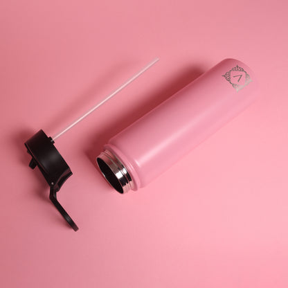 Versai Pink Stainless Steel Straw Water Bottle (500ml / 650ml / 1L)