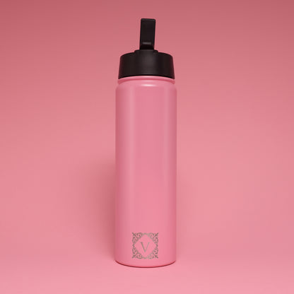 Versai Pink Stainless Steel Straw Water Bottle (500ml / 650ml / 1L)