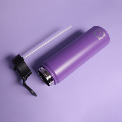 Versai Purple Stainless Steel Straw Water Bottle (500ml / 650ml / 1L)