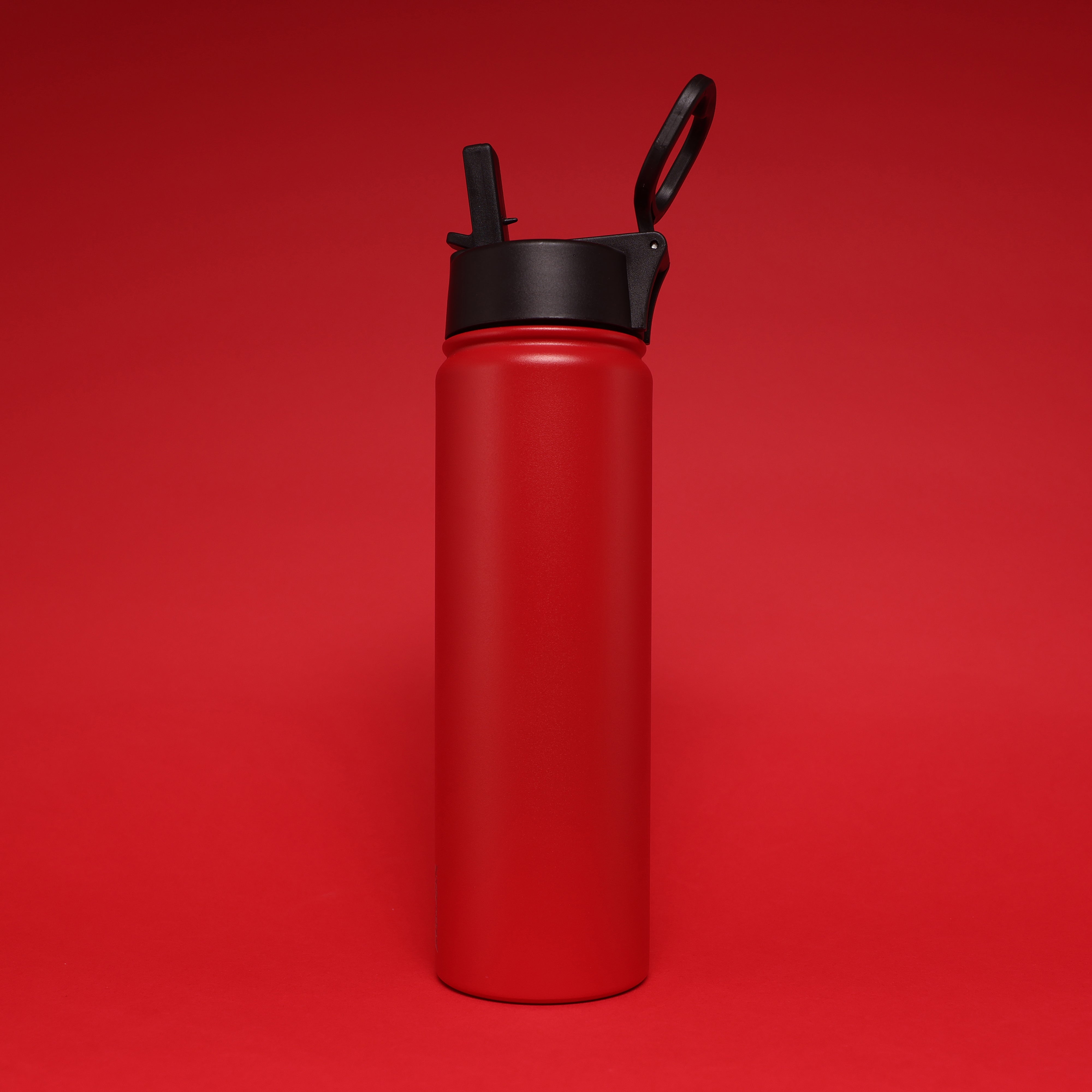Versai Red Stainless Steel Straw Water Bottle (500ml / 650ml / 1L)