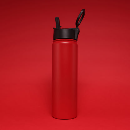 Versai Red Stainless Steel Straw Water Bottle (500ml / 650ml / 1L)