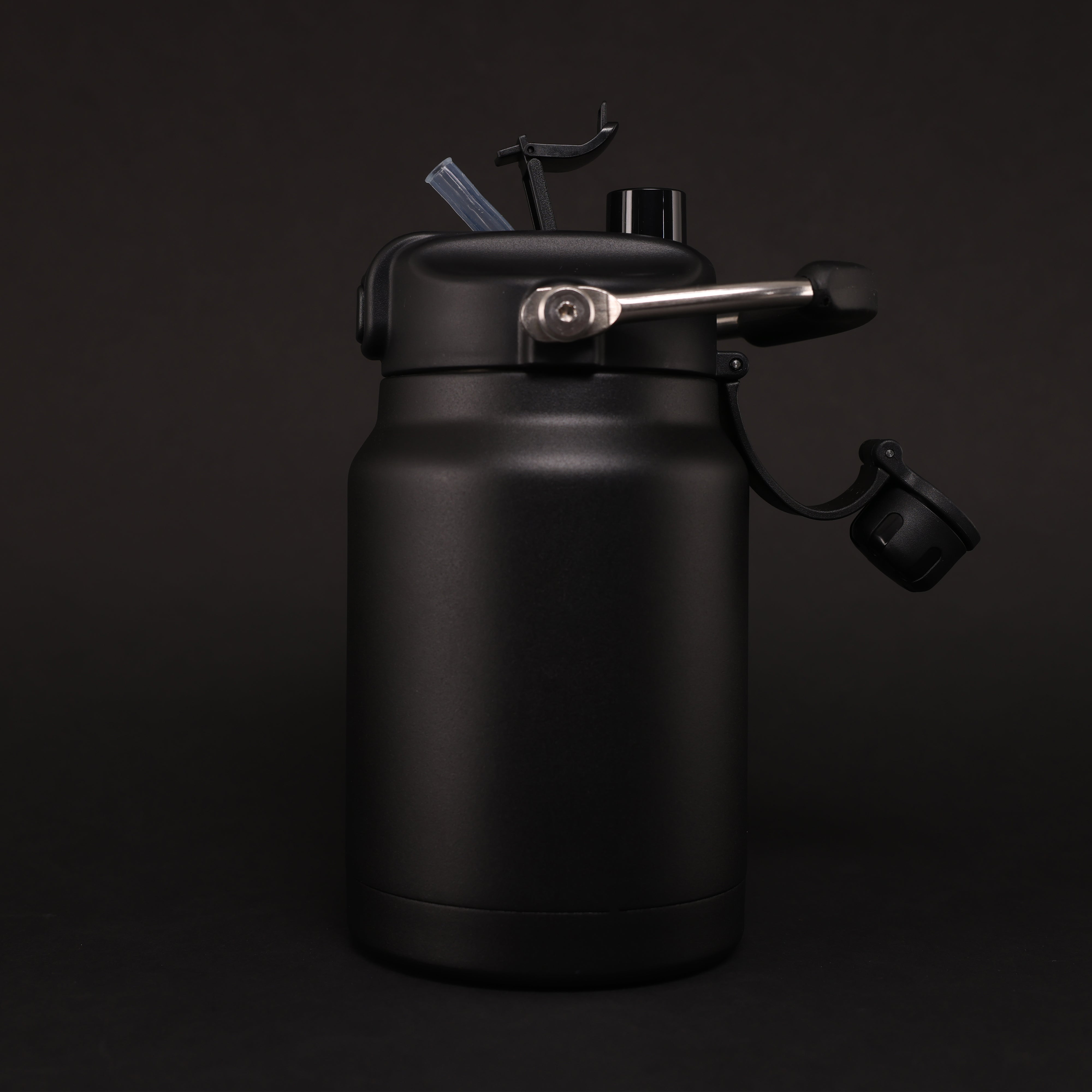 Versai 1L / 1.5L / 2.2L Black Stainless Steel Straw Spout Water Bottle