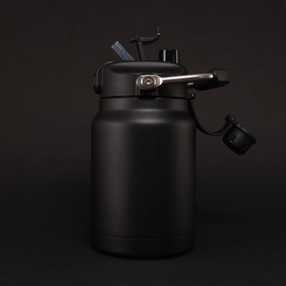 Versai 1L / 1.5L / 2.2L Black Stainless Steel Straw Spout Water Bottle