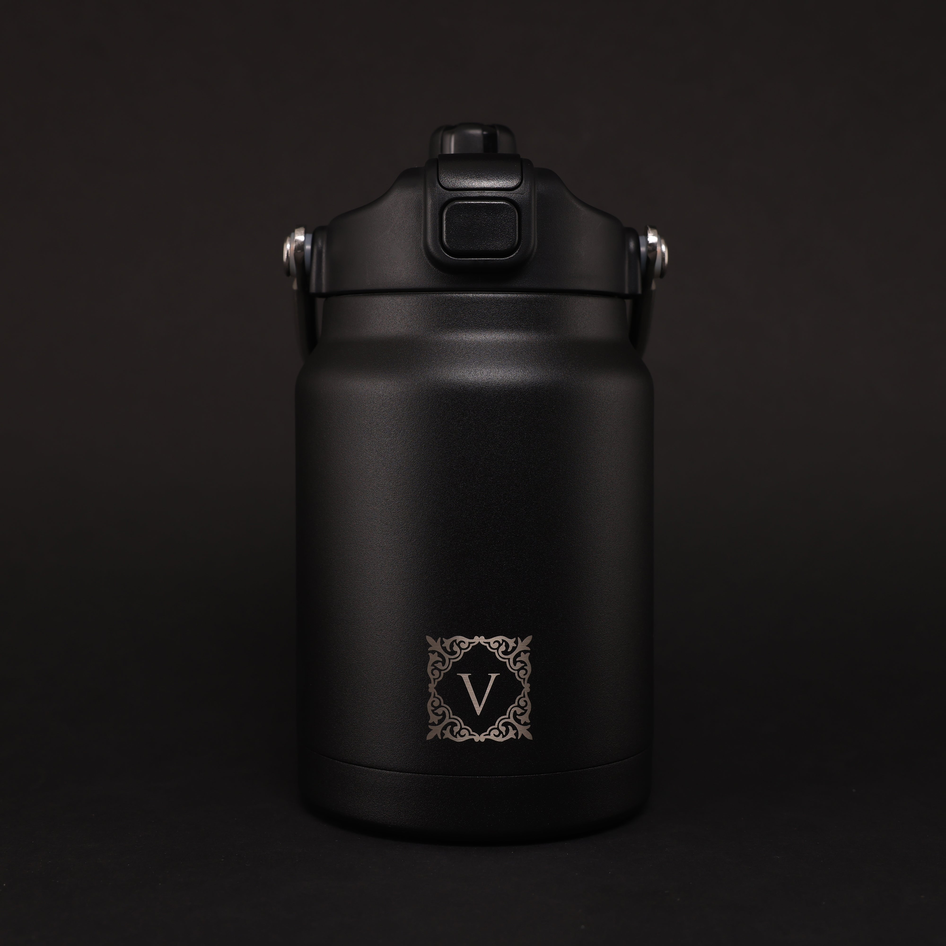 Versai 1L / 1.5L / 2.2L Black Stainless Steel Straw Spout Water Bottle