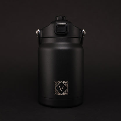 Versai 1L / 1.5L / 2.2L Black Stainless Steel Straw Spout Water Bottle