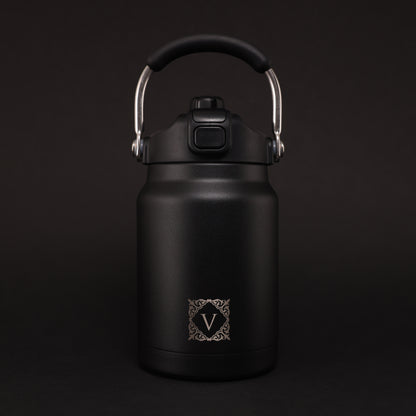 Versai 1L / 1.5L / 2.2L Black Stainless Steel Straw Spout Water Bottle