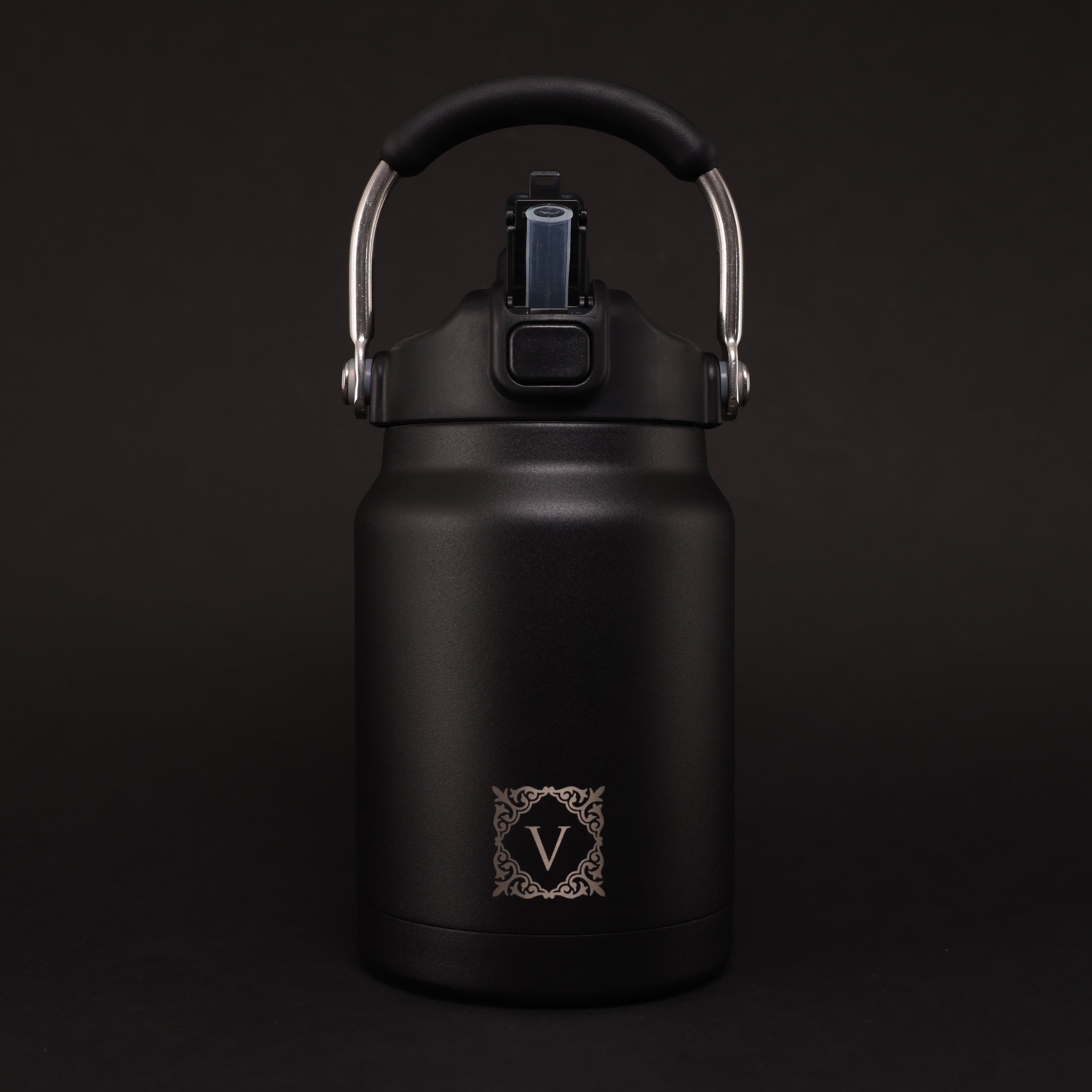 Versai 1L / 1.5L / 2.2L Black Stainless Steel Straw Spout Water Bottle