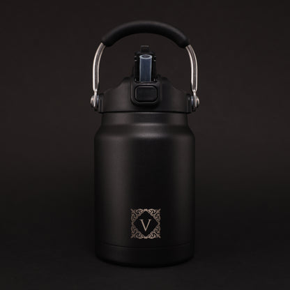 Versai 1L / 1.5L / 2.2L Black Stainless Steel Straw Spout Water Bottle