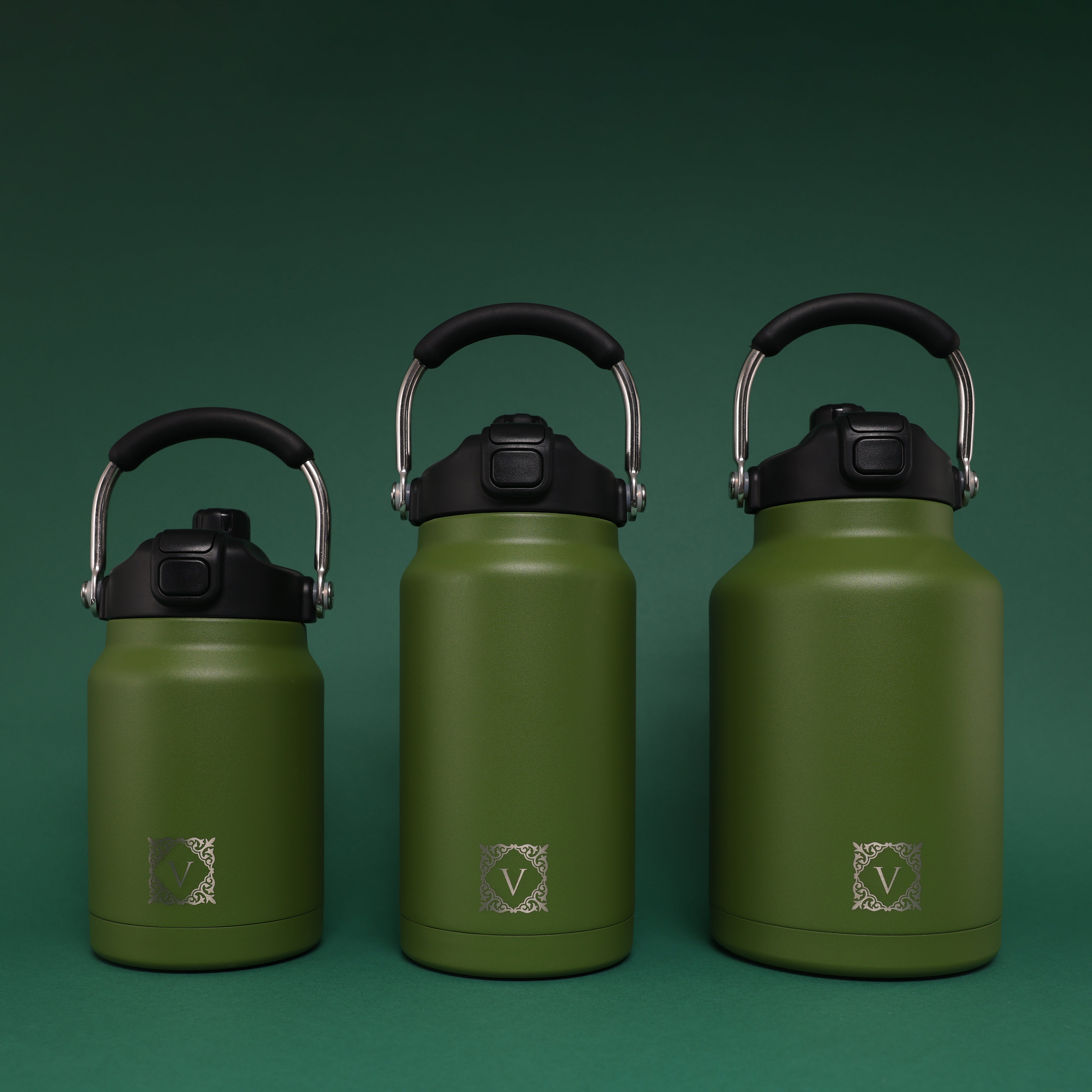 Versai 1L / 1.5L / 2.2L Green Stainless Steel Straw Spout Water Bottle