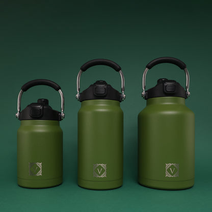 Versai 1L / 1.5L / 2.2L Green Stainless Steel Straw Spout Water Bottle