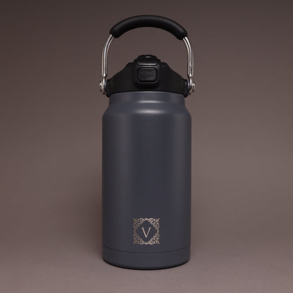 Versai 1L / 1.5L / 2.2L Grey Stainless Steel Straw Spout Water Bottle