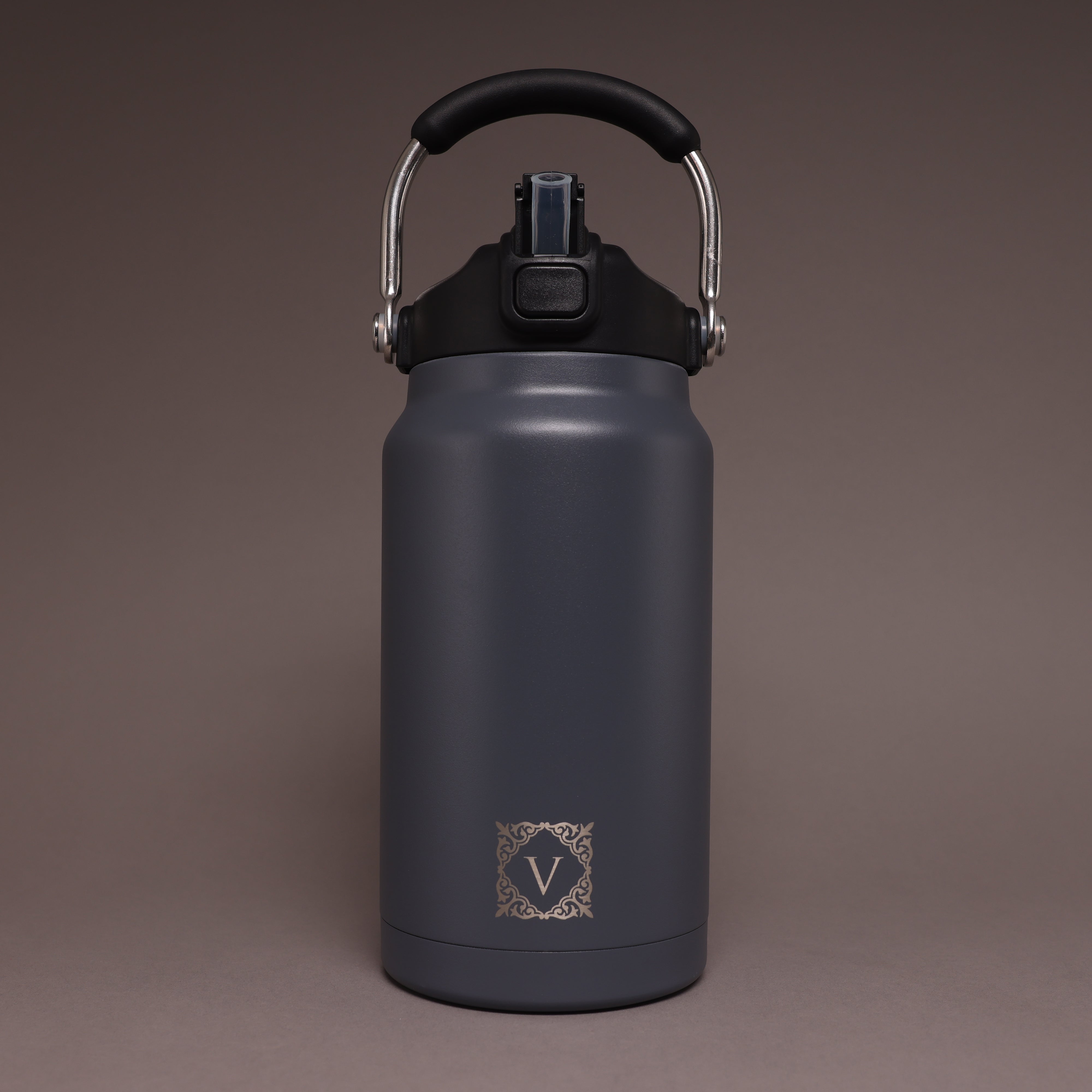 Versai 1L / 1.5L / 2.2L Grey Stainless Steel Straw Spout Water Bottle