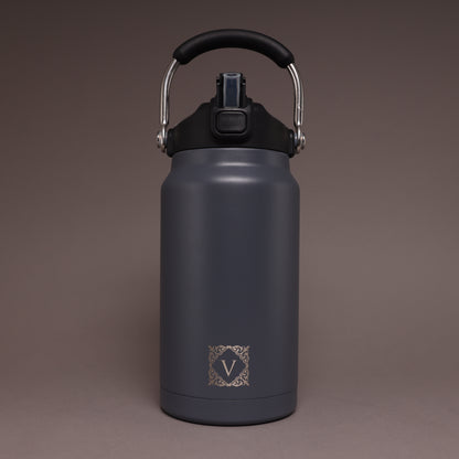 Versai 1L / 1.5L / 2.2L Grey Stainless Steel Straw Spout Water Bottle