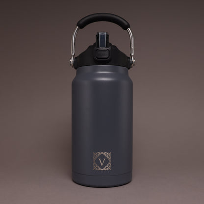 Versai 1L / 1.5L / 2.2L Grey Stainless Steel Straw Spout Water Bottle