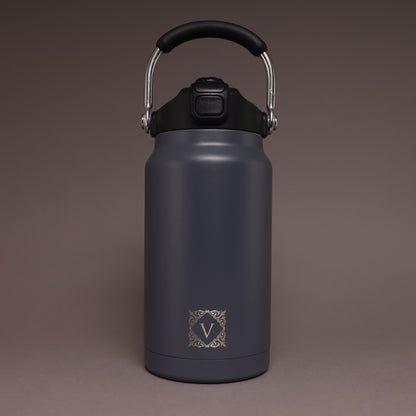 Versai 1L / 1.5L / 2.2L Grey Stainless Steel Straw Spout Water Bottle