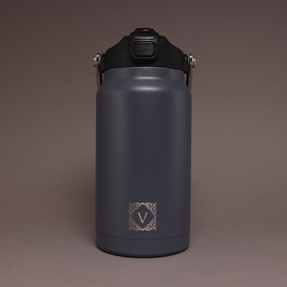 Versai 1L / 1.5L / 2.2L Grey Stainless Steel Straw Spout Water Bottle