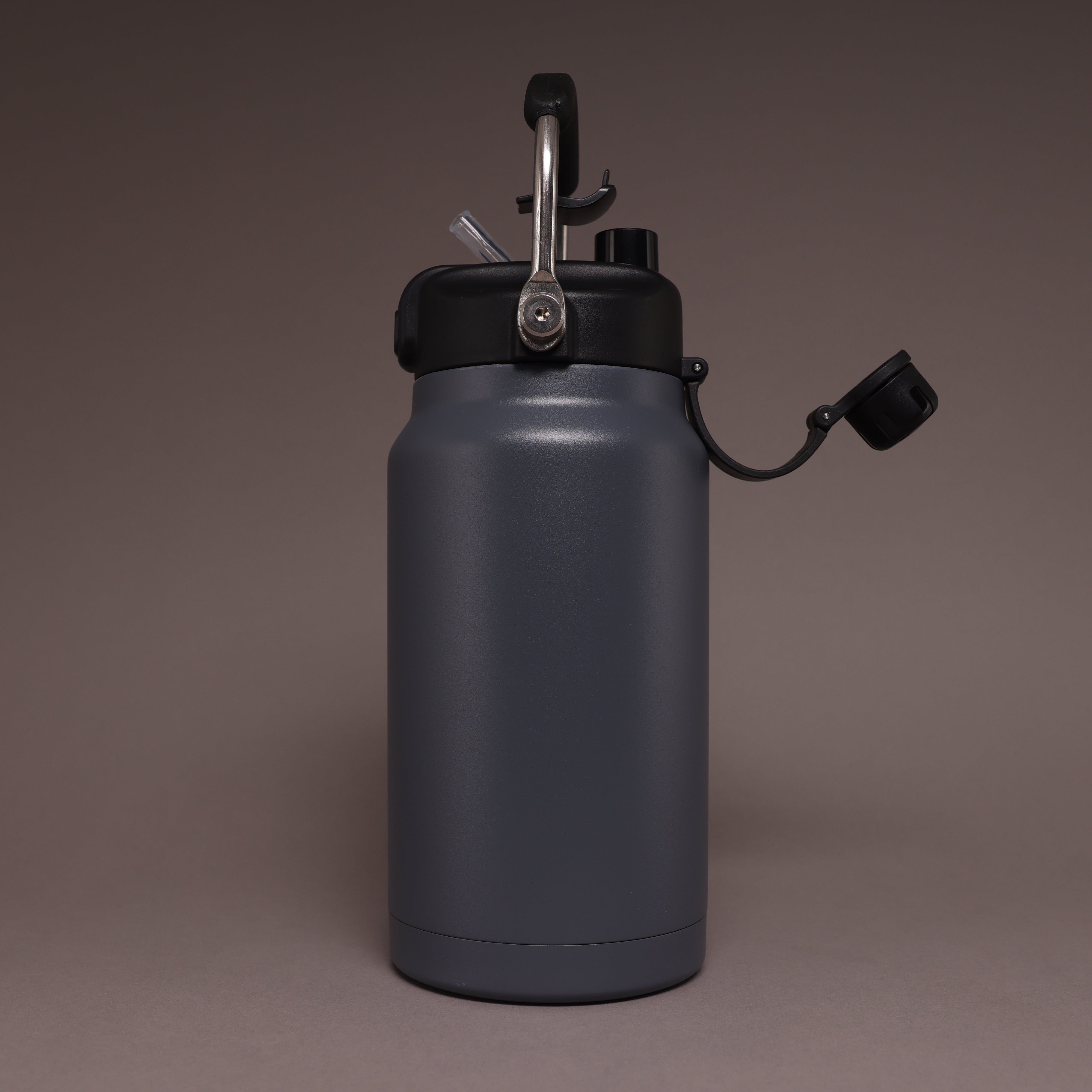 Versai 1L / 1.5L / 2.2L Grey Stainless Steel Straw Spout Water Bottle