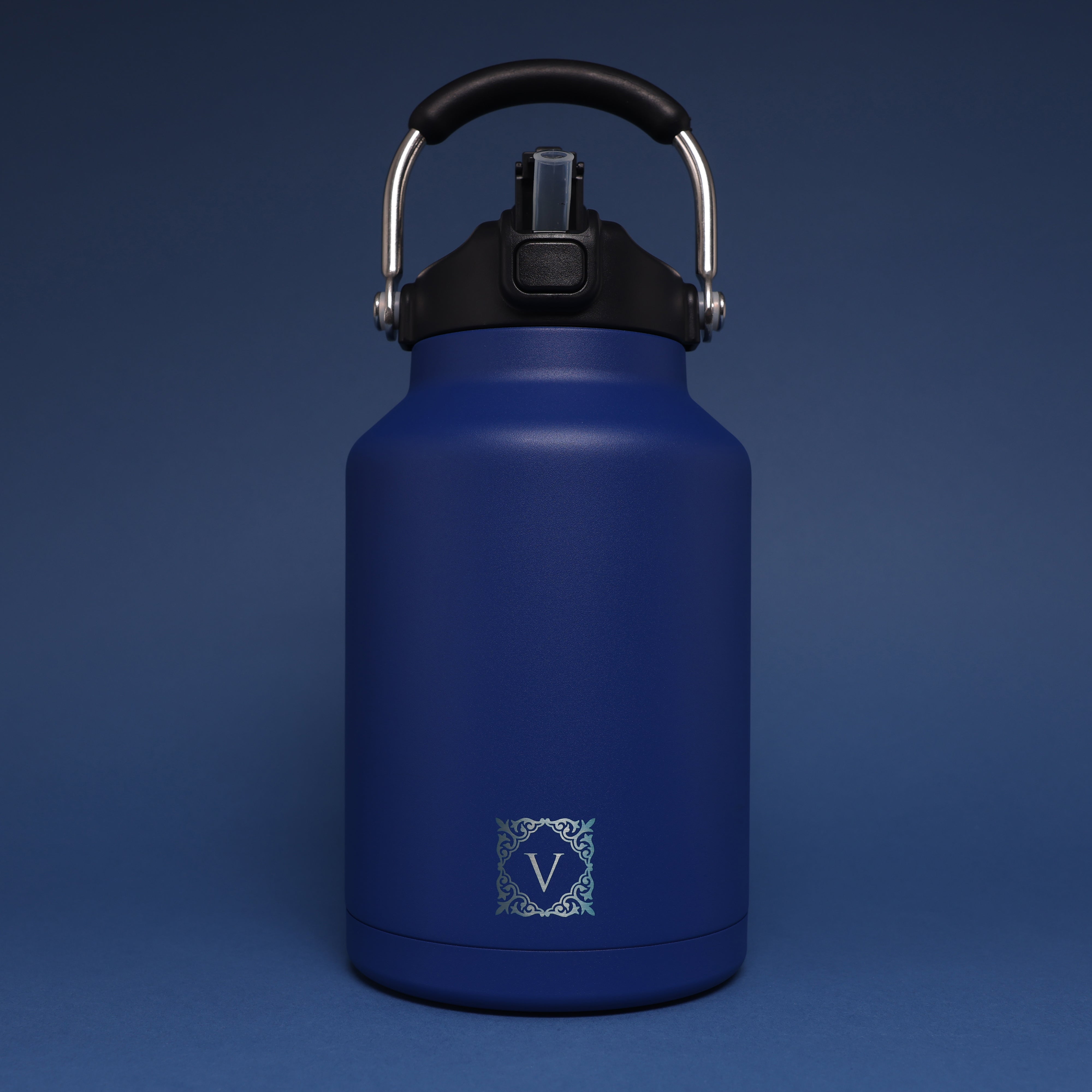 Versai 1L / 1.5L / 2.2L Navy Blue Stainless Steel Straw Spout Water Bottle