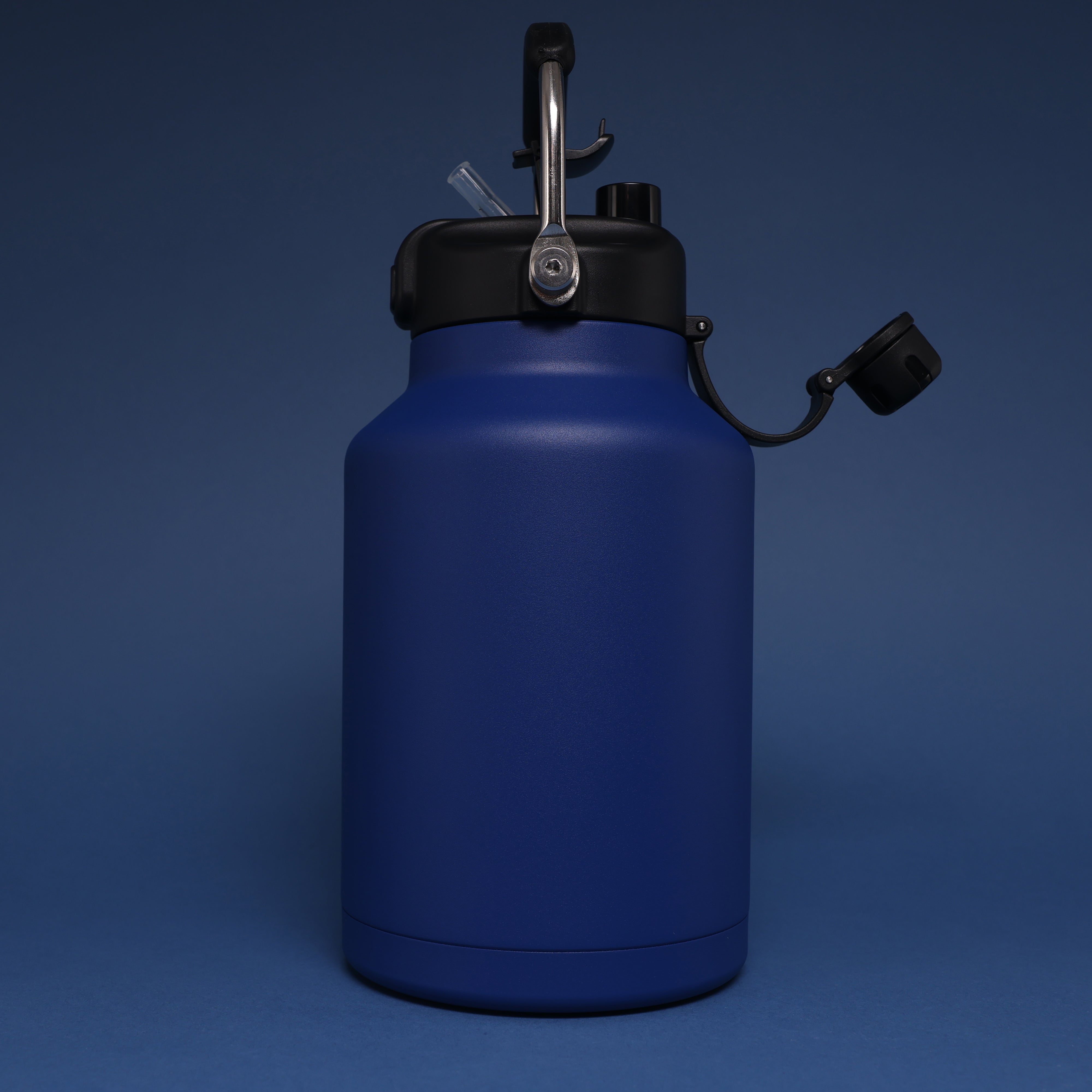 Versai 1L / 1.5L / 2.2L Navy Blue Stainless Steel Straw Spout Water Bottle
