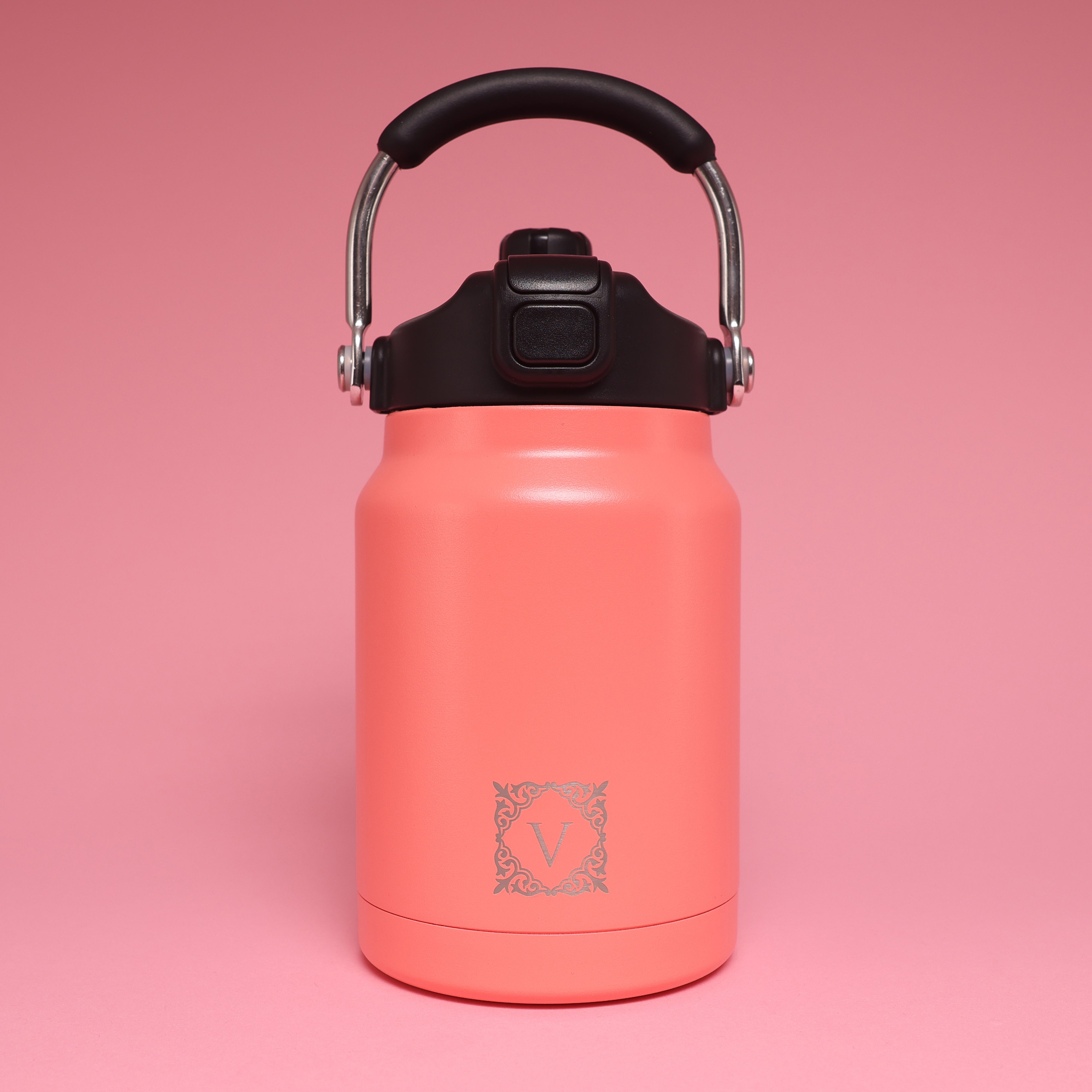 Versai 1L / 1.5L / 2.2L Salmon Pink Stainless Steel Straw Spout Water Bottle