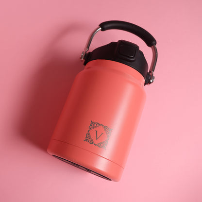 Versai 1L / 1.5L / 2.2L Salmon Pink Stainless Steel Straw Spout Water Bottle