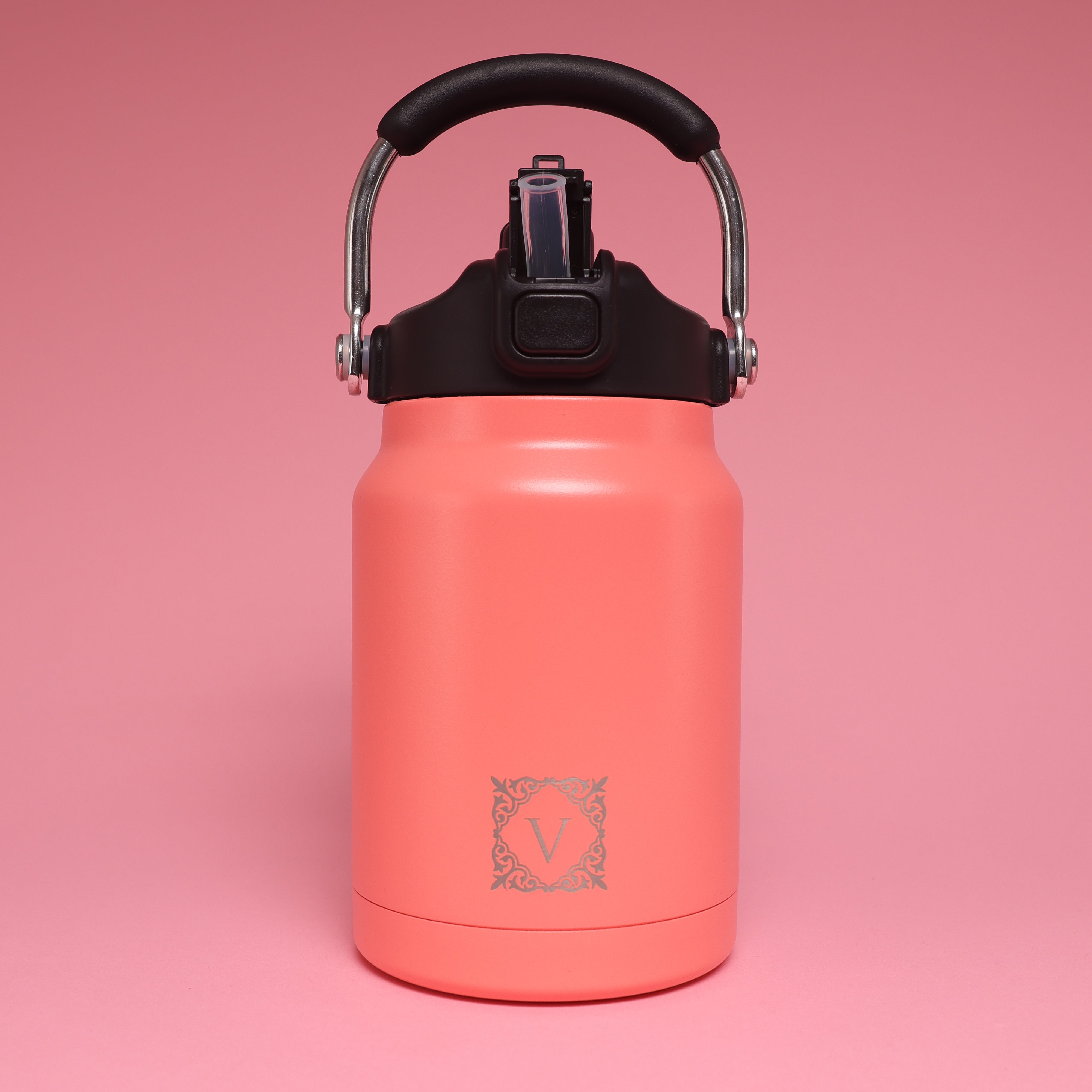 Versai 1L / 1.5L / 2.2L Salmon Pink Stainless Steel Straw Spout Water Bottle