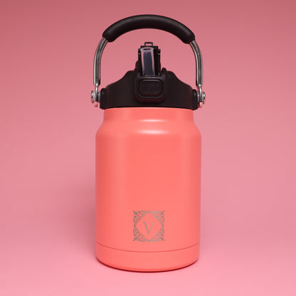 Versai 1L / 1.5L / 2.2L Salmon Pink Stainless Steel Straw Spout Water Bottle
