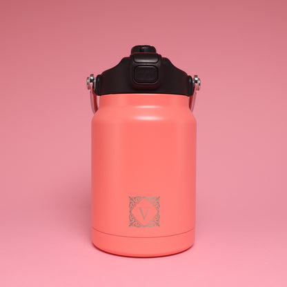 Versai 1L / 1.5L / 2.2L Salmon Pink Stainless Steel Straw Spout Water Bottle