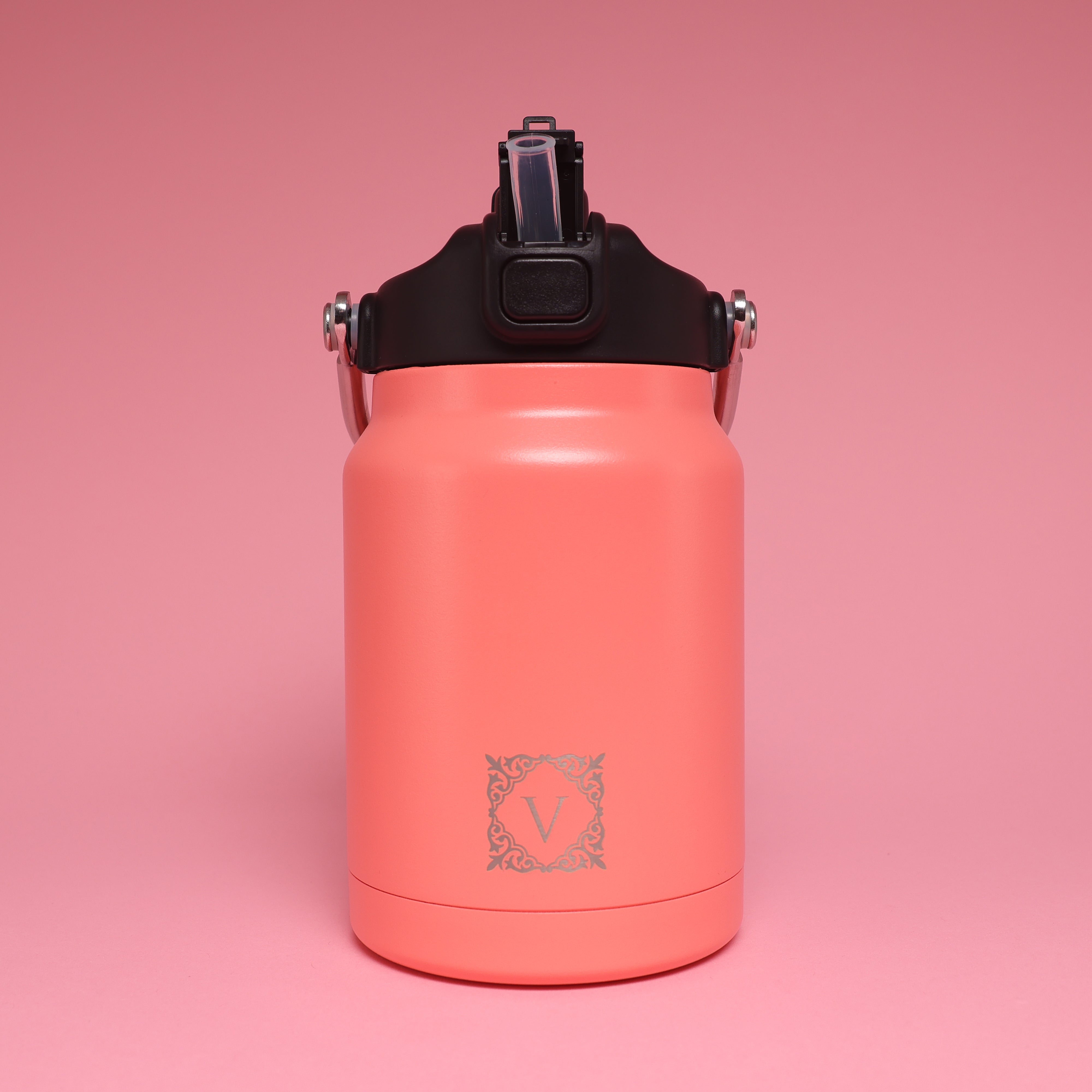 Versai 1L / 1.5L / 2.2L Salmon Pink Stainless Steel Straw Spout Water Bottle