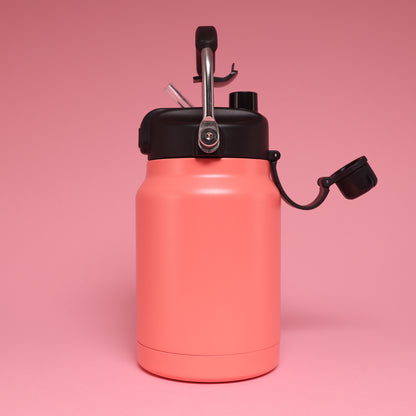 Versai 1L / 1.5L / 2.2L Salmon Pink Stainless Steel Straw Spout Water Bottle
