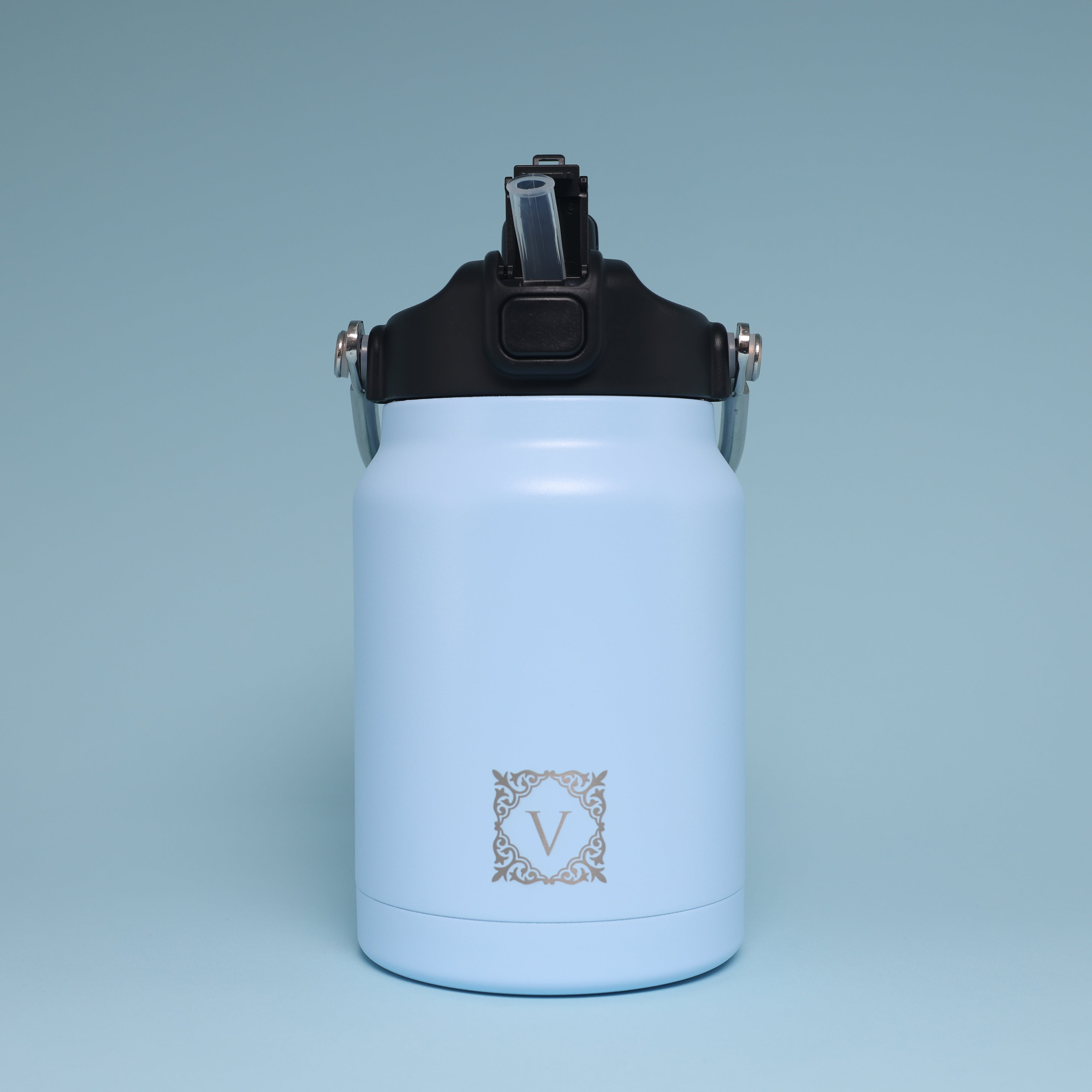 Versai 1L / 1.5L / 2.2L Sky Blue Stainless Steel Straw Spout Water Bottle