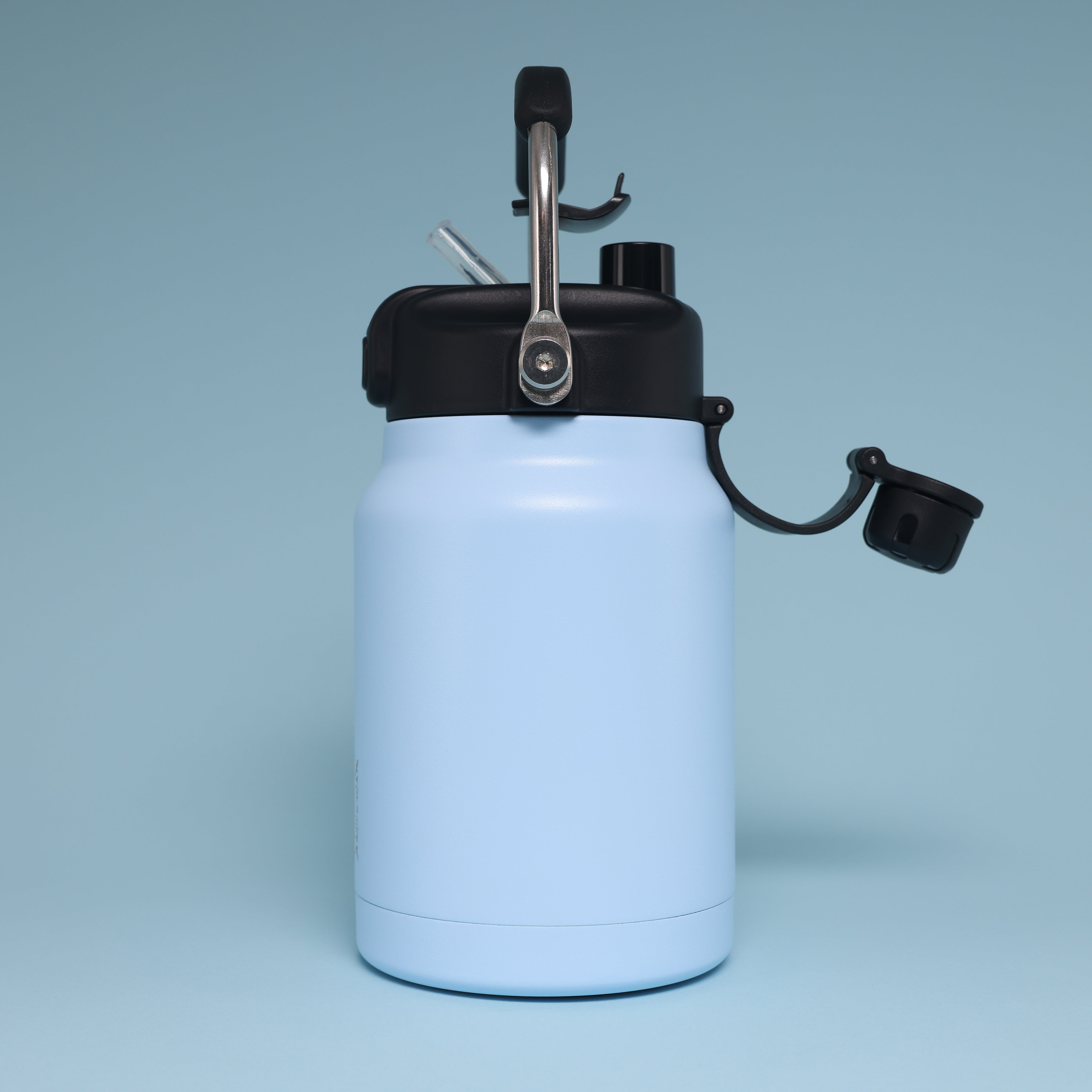 Versai 1L / 1.5L / 2.2L Sky Blue Stainless Steel Straw Spout Water Bottle