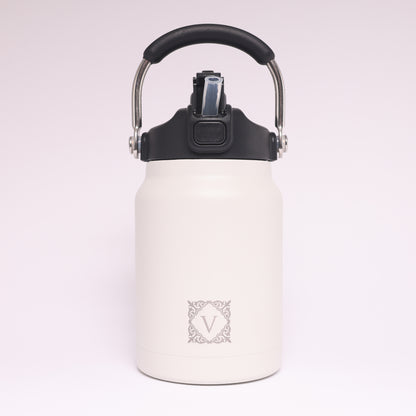 Versai 1L / 1.5L /2.2L White Stainless Steel Straw Spout Water Bottle