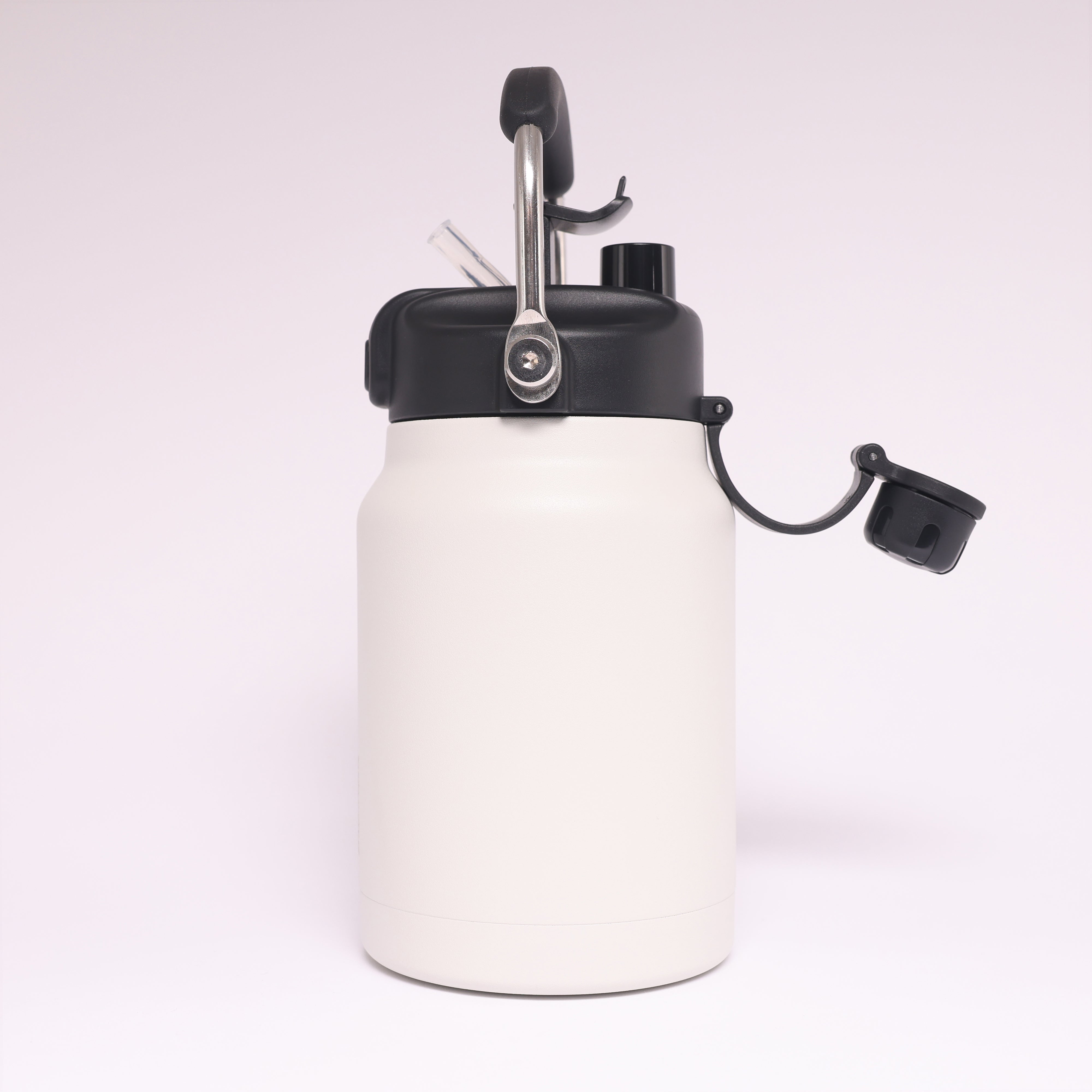 Versai 1L / 1.5L /2.2L White Stainless Steel Straw Spout Water Bottle
