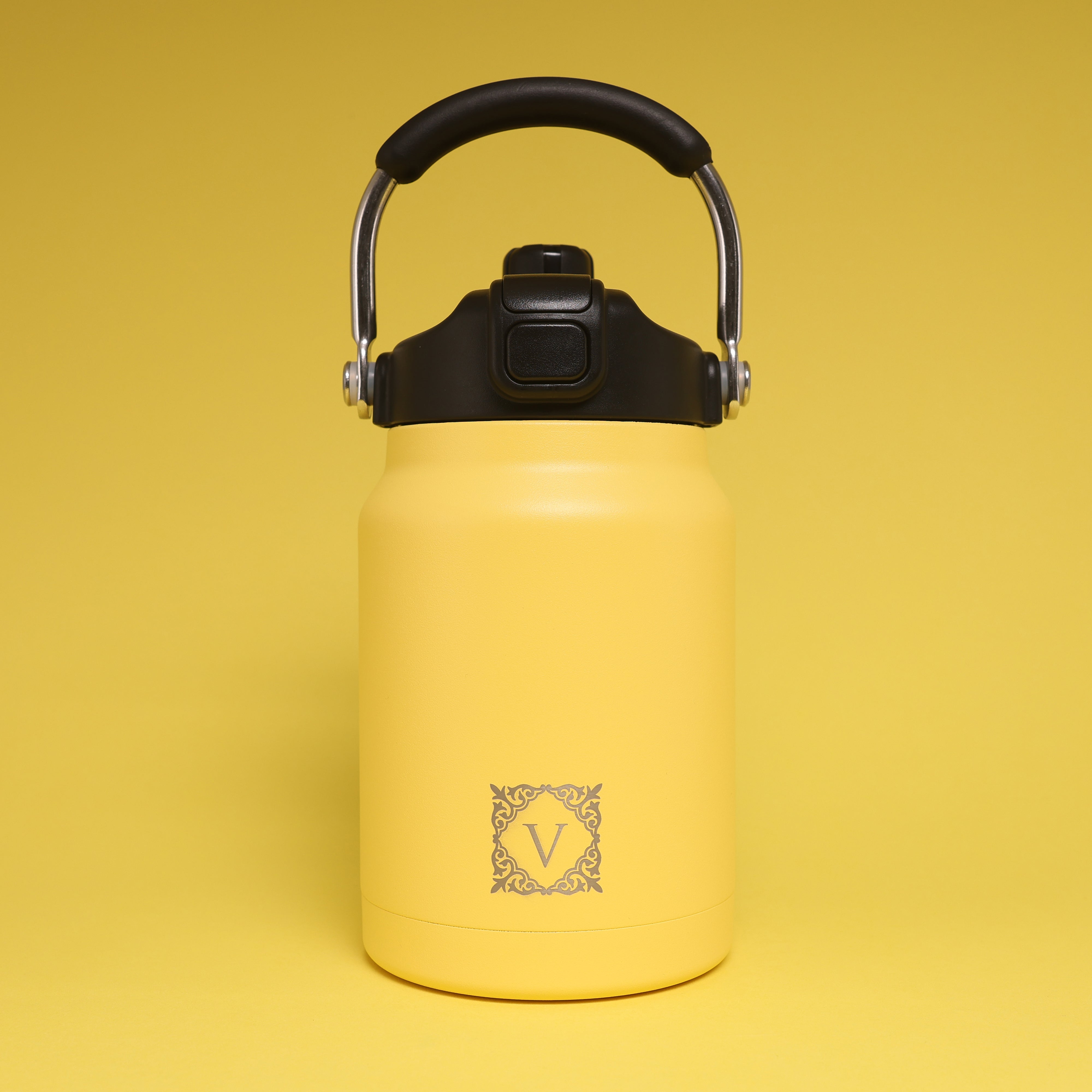 Versai 1L / 1.5L / 2.2L Yellow Stainless Steel Straw Spout Water Bottle
