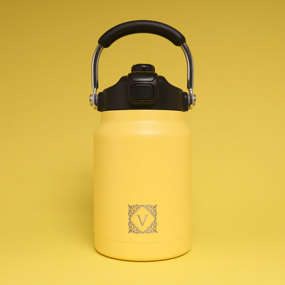 Versai 1L / 1.5L / 2.2L Yellow Stainless Steel Straw Spout Water Bottle