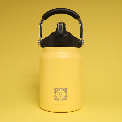 Versai 1L / 1.5L / 2.2L Yellow Stainless Steel Straw Spout Water Bottle