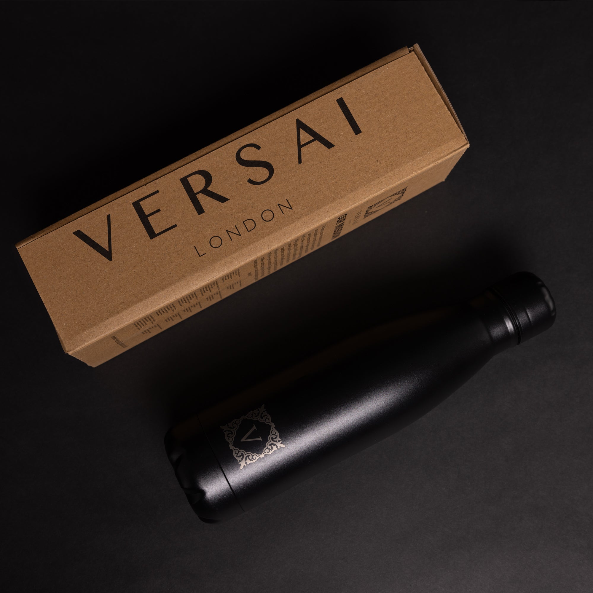 Black Versai Stainless Steel Water Bottle 500ml